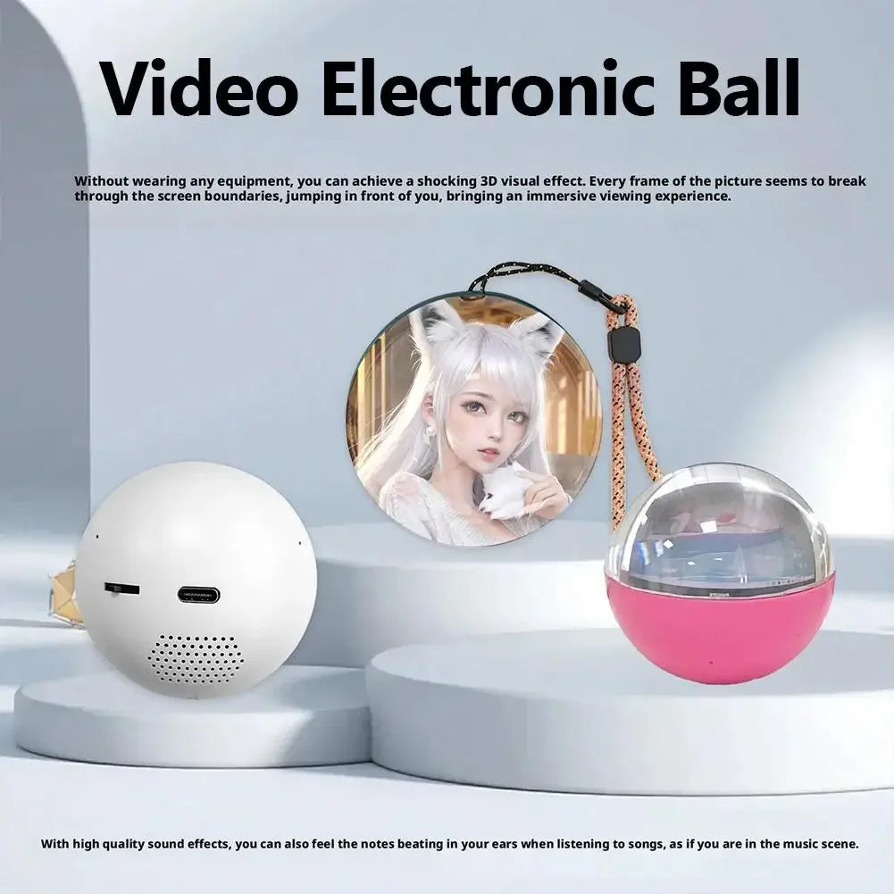 Video Crystal Ball Memory Art Glass Ball Lamp Spherical Pixel Display 2.7 Inchs Screen 4GB Videos Player for Wedding/Anniversary